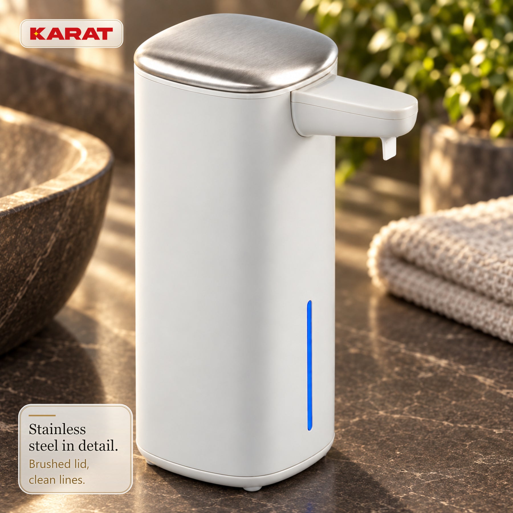 Automatische schuimzeepdispenser | Liora | Contactloze zeepdispenser met sensor, USB-C-accu & RVS | 250 ml