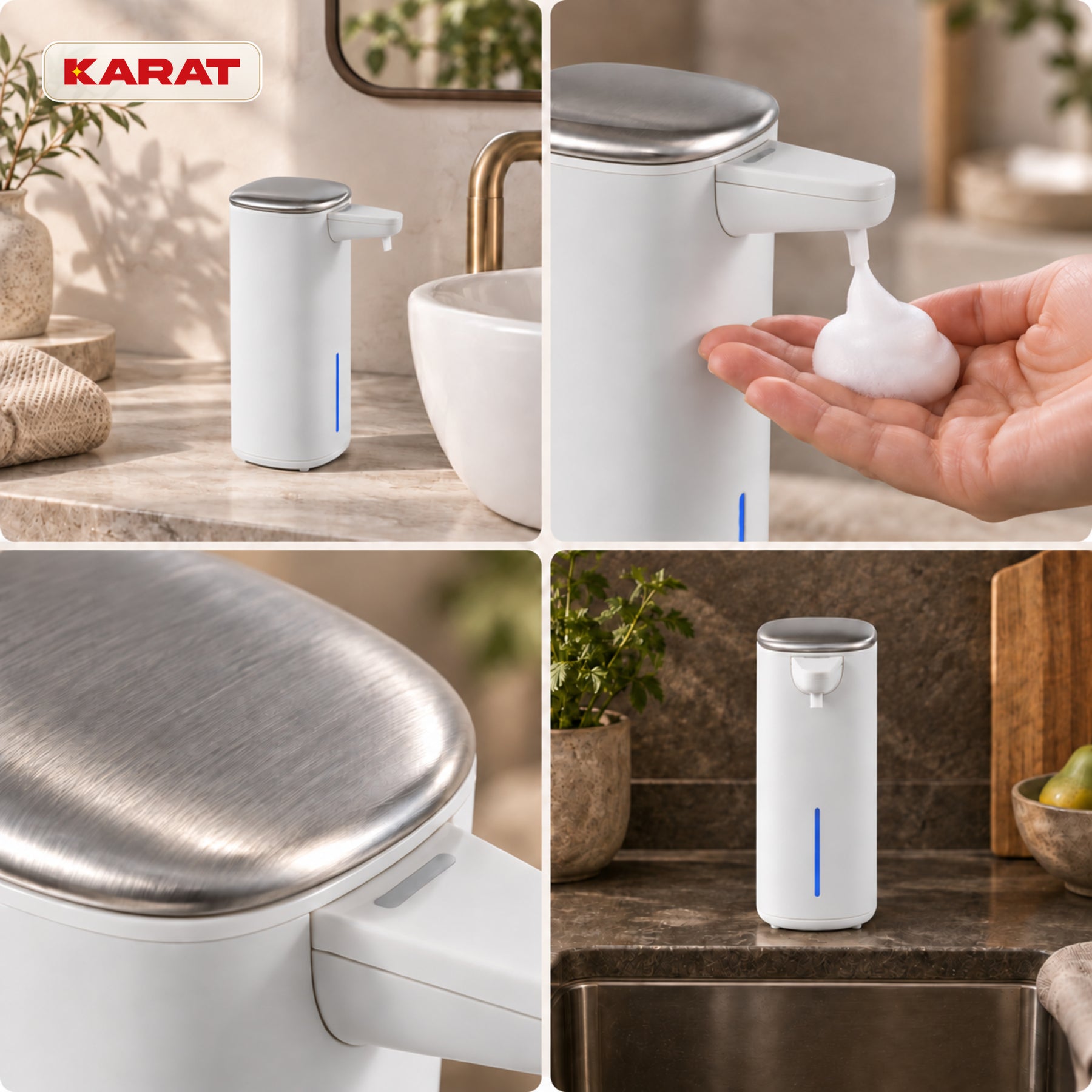 Automatische schuimzeepdispenser | Liora | Contactloze zeepdispenser met sensor, USB-C-accu & RVS | 250 ml