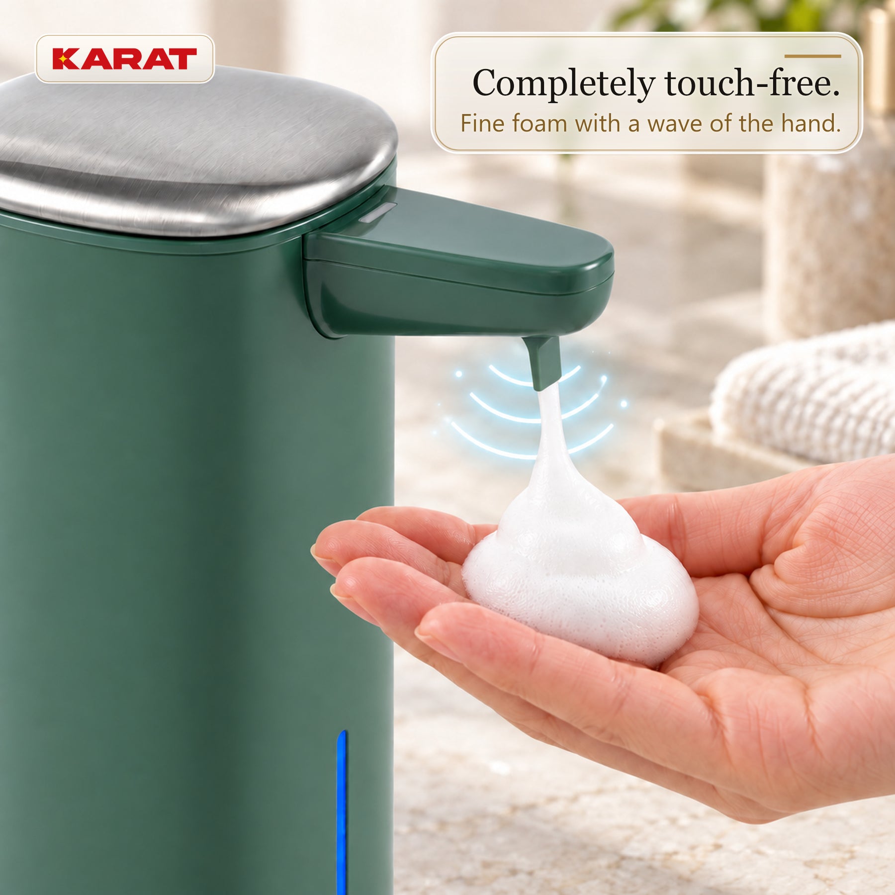 Automatische schuimzeepdispenser | Liora | Contactloze zeepdispenser met sensor, USB-C-accu & RVS | 250 ml