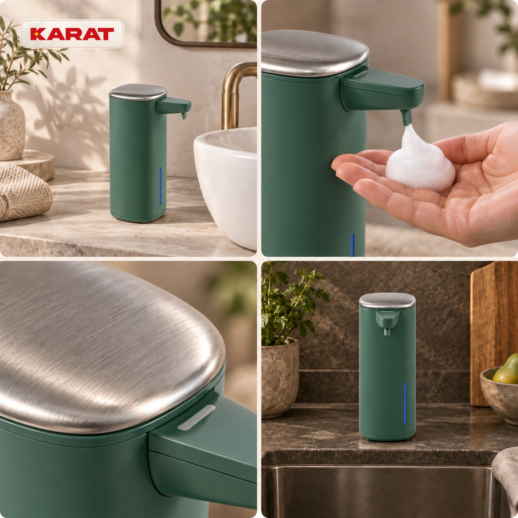 Automatische schuimzeepdispenser | Liora | Contactloze zeepdispenser met sensor, USB-C-accu & RVS | 250 ml