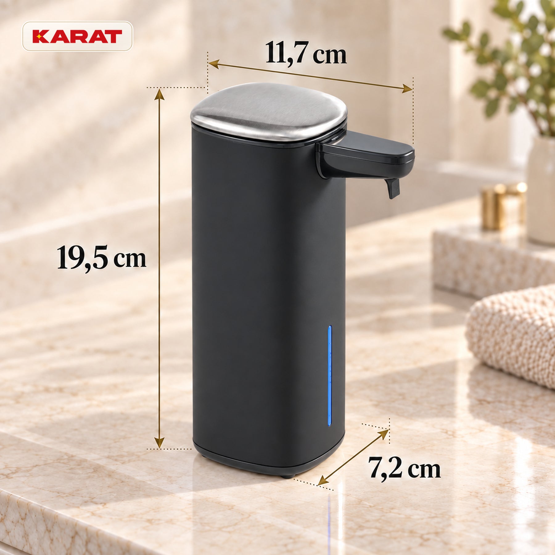 Automatische schuimzeepdispenser | Liora | Contactloze zeepdispenser met sensor, USB-C-accu & RVS | 250 ml