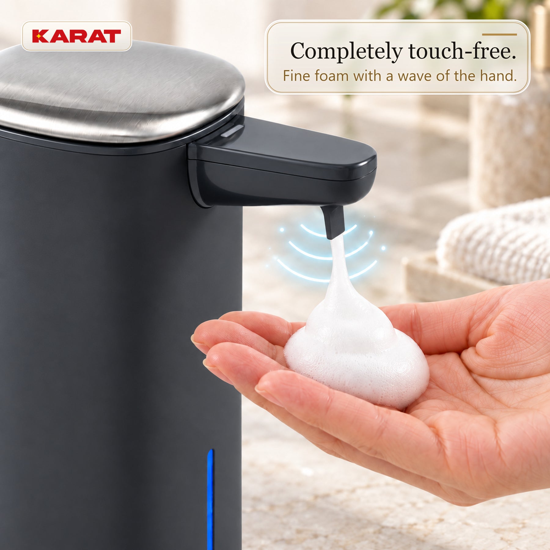 Automatische schuimzeepdispenser | Liora | Contactloze zeepdispenser met sensor, USB-C-accu & RVS | 250 ml
