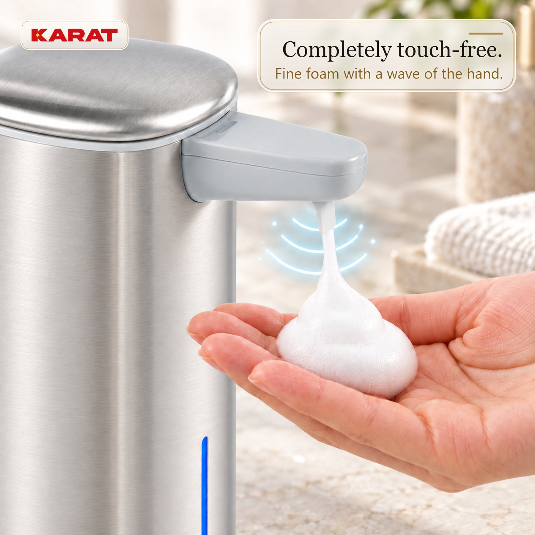 Automatische schuimzeepdispenser | Liora | Contactloze zeepdispenser met sensor, USB-C-accu & RVS | 250 ml