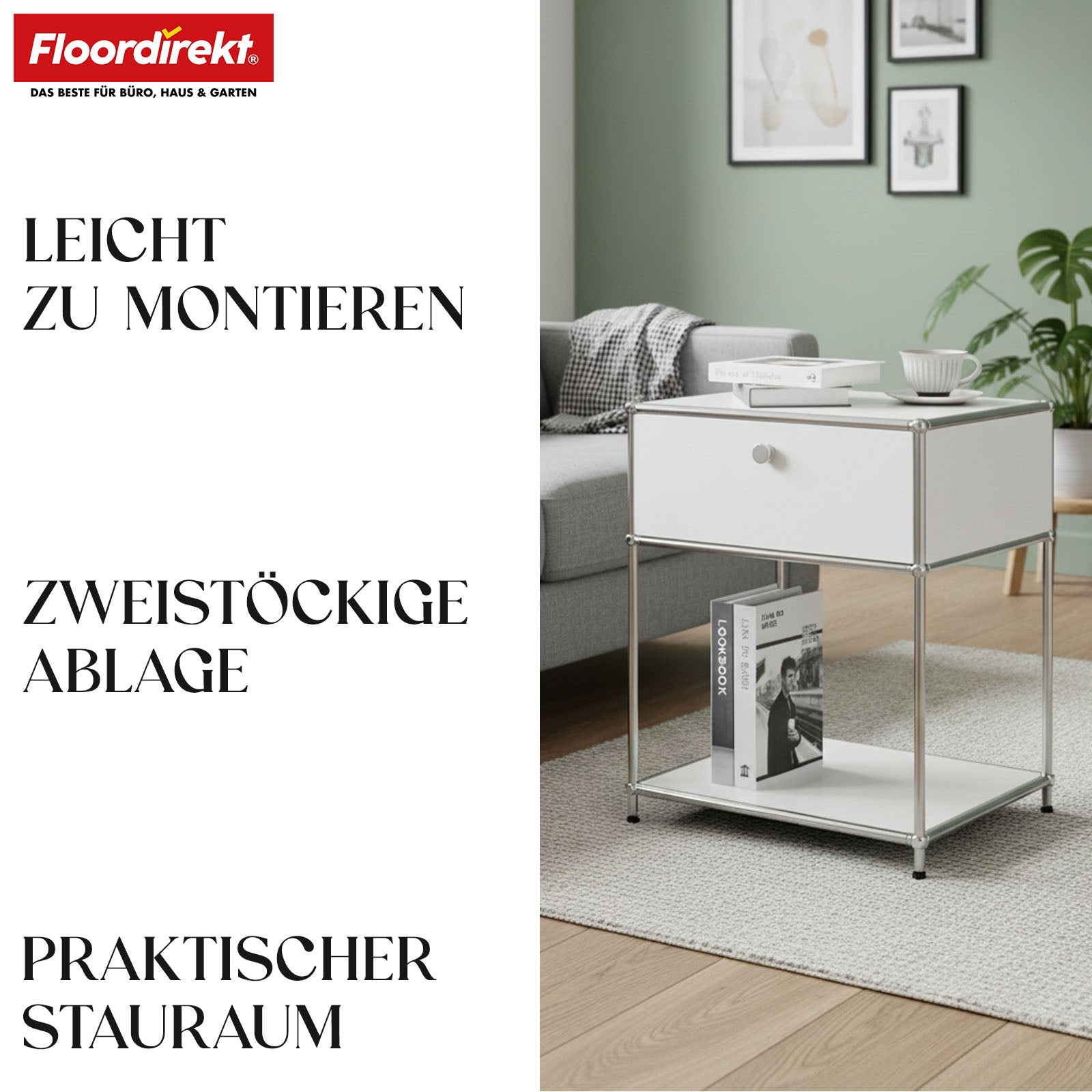 Metalen rek | Concept Epure MK-139 | Bijzet- en opbergrek met lade en legplanken | Verkrijgbaar in verschillende kleuren