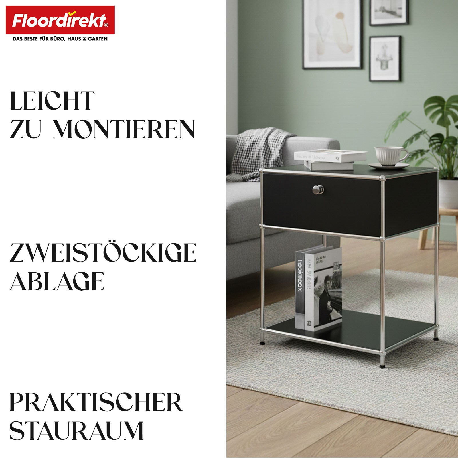 Metalen rek | Concept Epure MK-139 | Bijzet- en opbergrek met lade en legplanken | Verkrijgbaar in verschillende kleuren