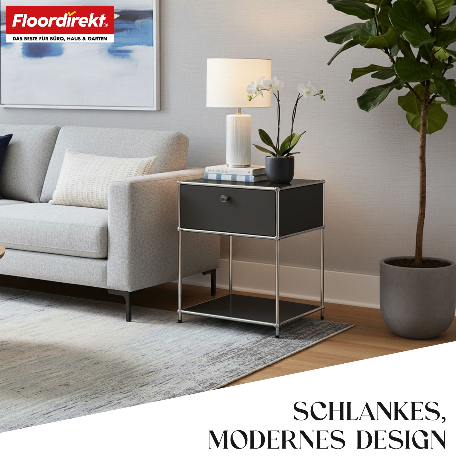 Metalen rek | Concept Epure MK-139 | Bijzet- en opbergrek met lade en legplanken | Verkrijgbaar in verschillende kleuren