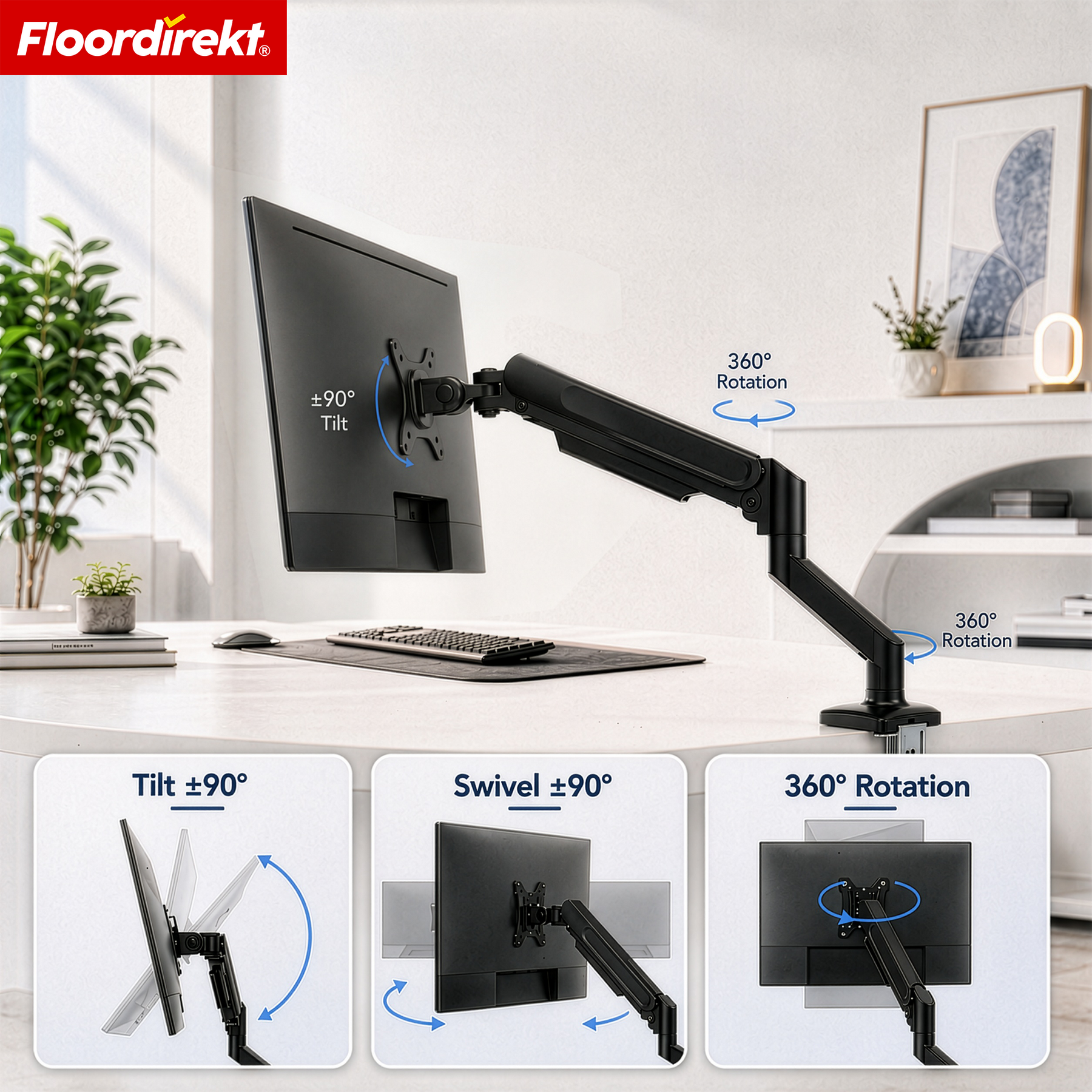 F4_Zwart - Enkelarm voor 1 monitor