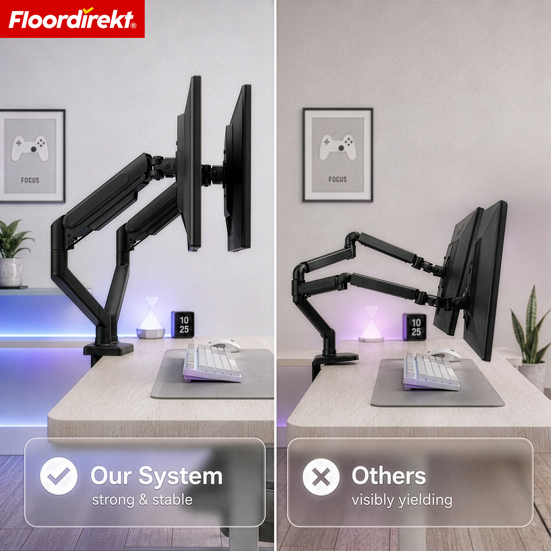 F3_Zwart - Dubbele arm voor 2 monitoren