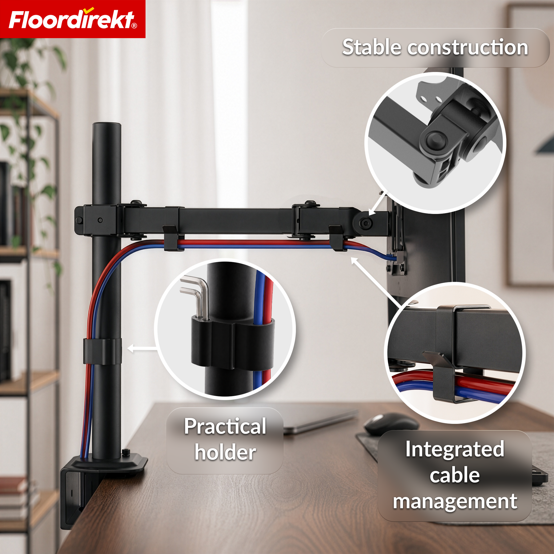Monitorarm | Flexibel verstelbare monitorhouder met tafelklem voor 1 of 2 monitoren