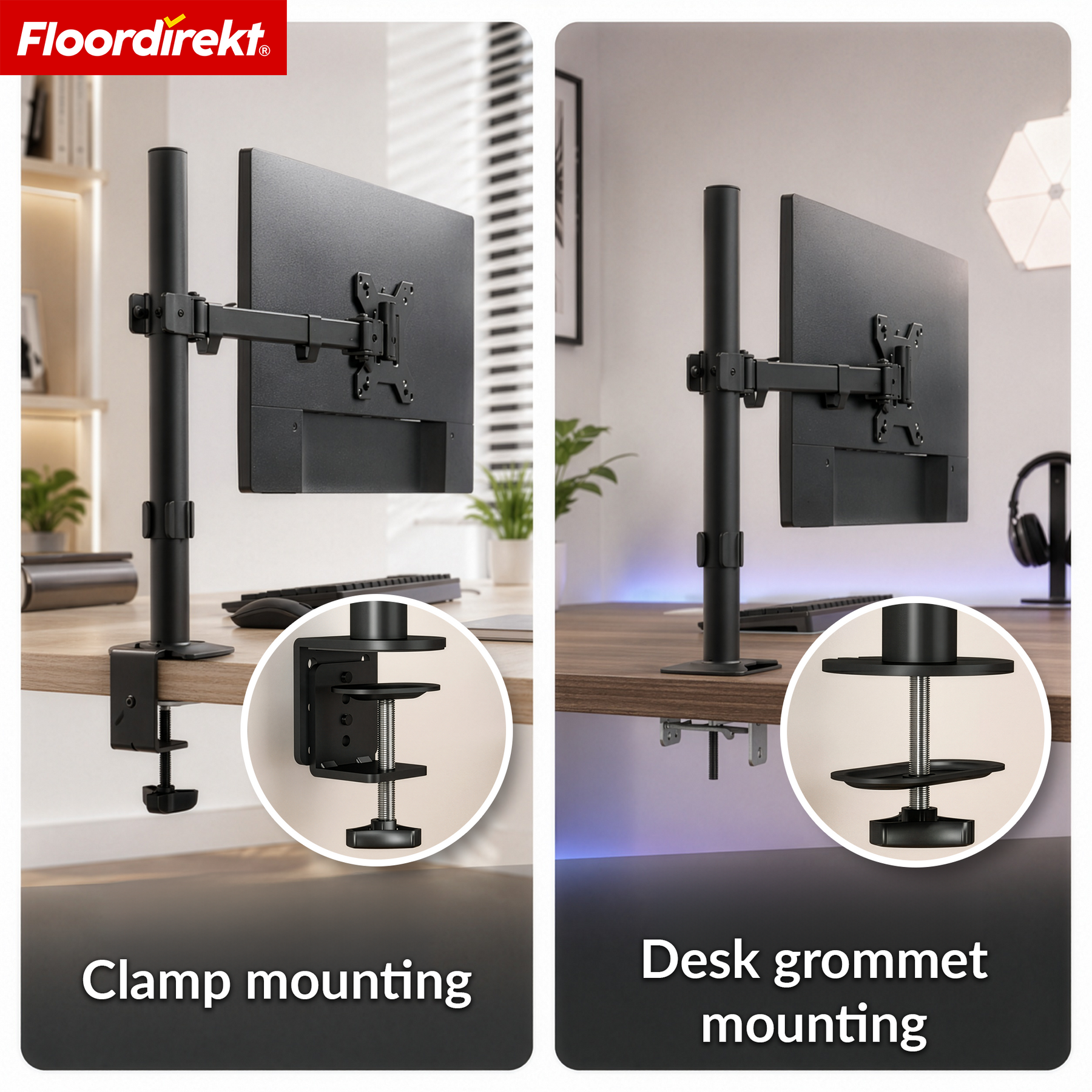 Monitorarm | Flexibel verstelbare monitorhouder met tafelklem voor 1 of 2 monitoren