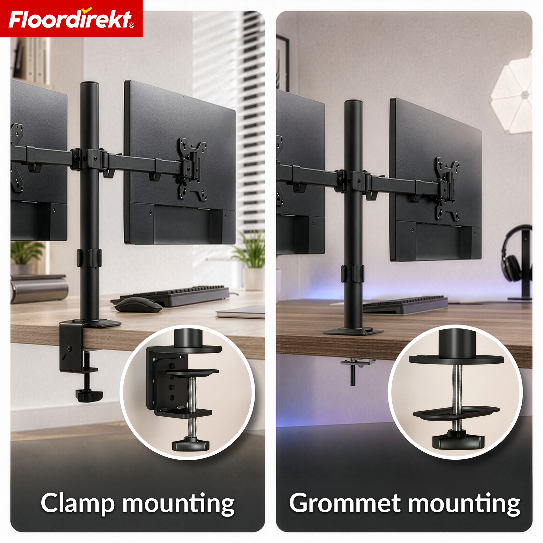 Monitorarm | Flexibel verstelbare monitorhouder met tafelklem voor 1 of 2 monitoren