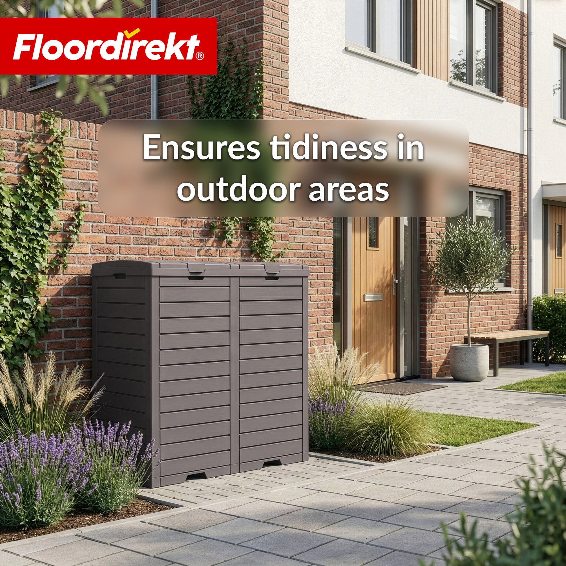 Outdoor vuilnisbak in houtlook | Weerbestendige afvalbak voor tuin & terras | 118L / 230L