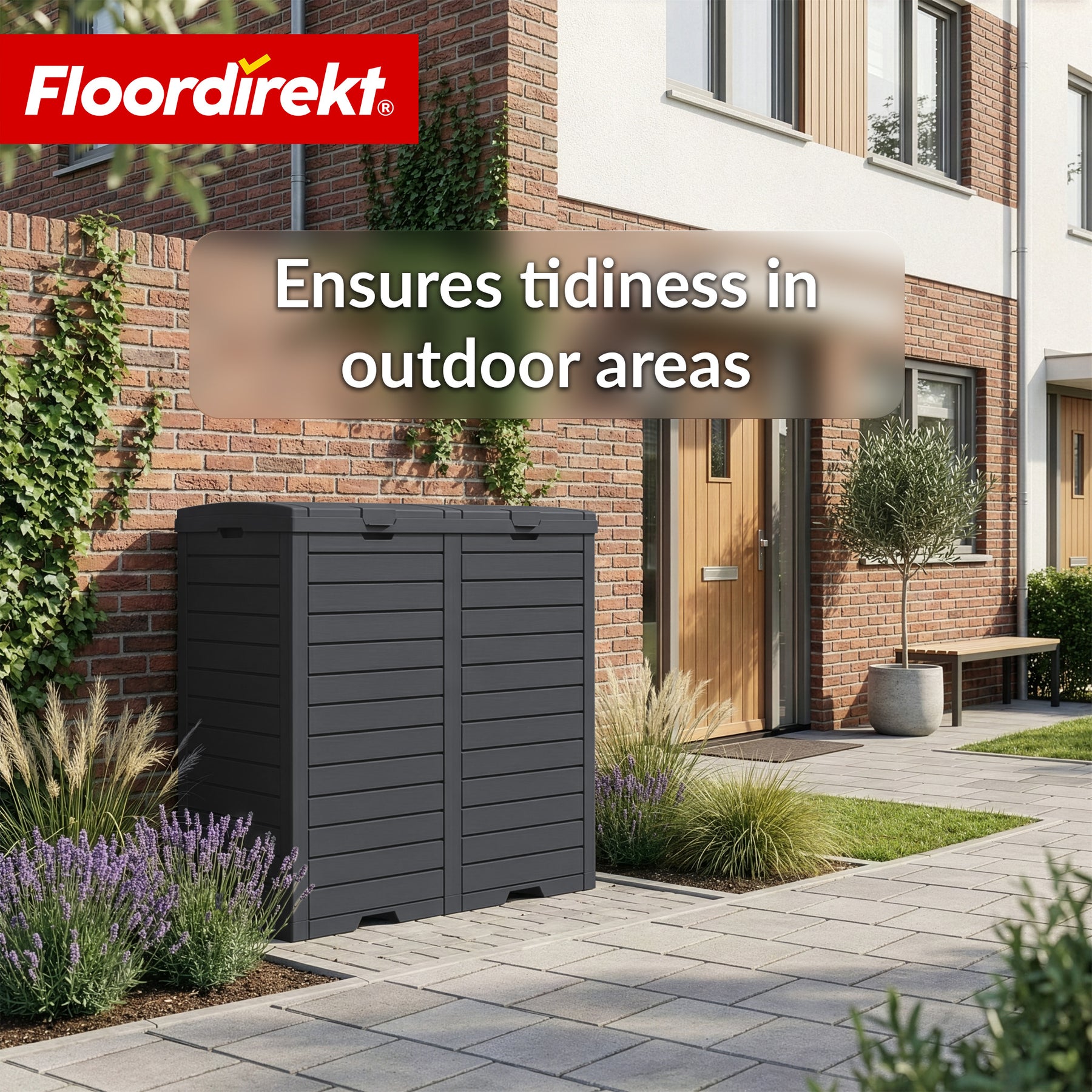 Outdoor vuilnisbak in houtlook | Weerbestendige afvalbak voor tuin & terras | 118L / 230L