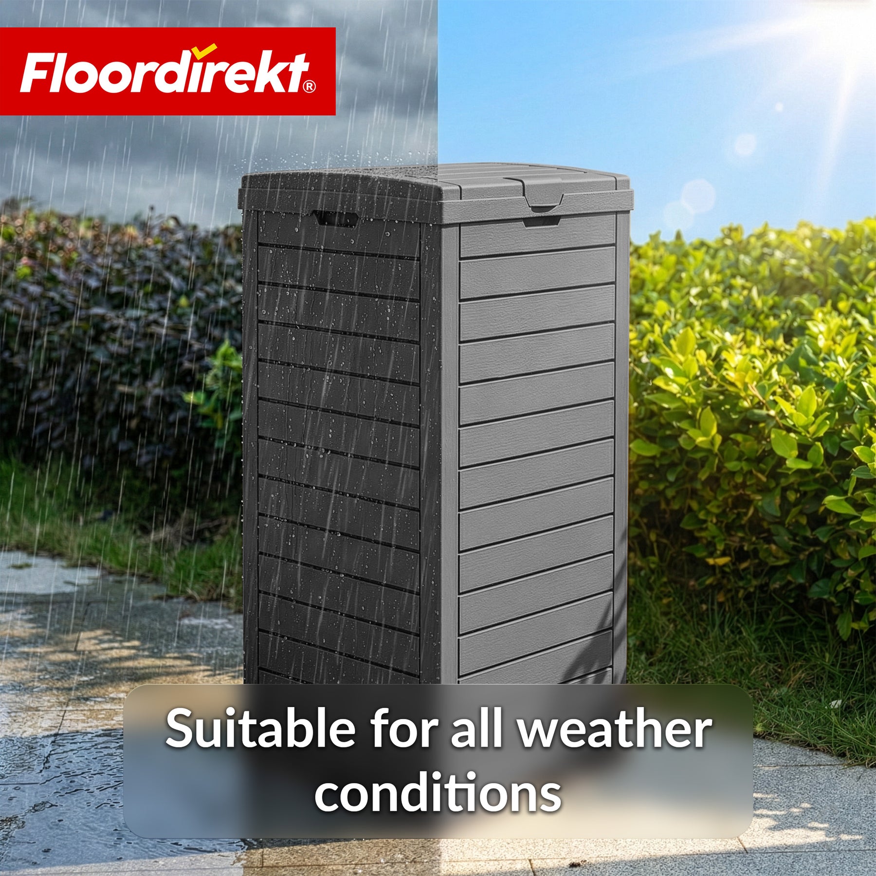 Outdoor vuilnisbak in houtlook | Weerbestendige afvalbak voor tuin & terras | 118L / 230L