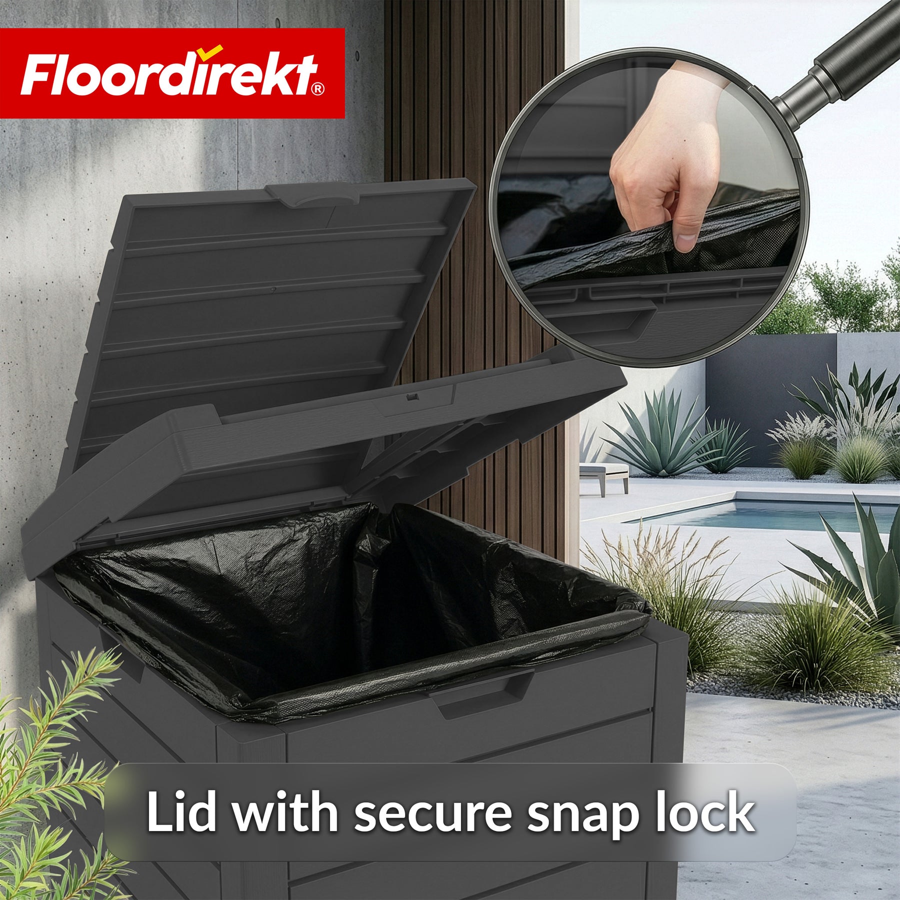 Outdoor vuilnisbak in houtlook | Weerbestendige afvalbak voor tuin & terras | 118L / 230L