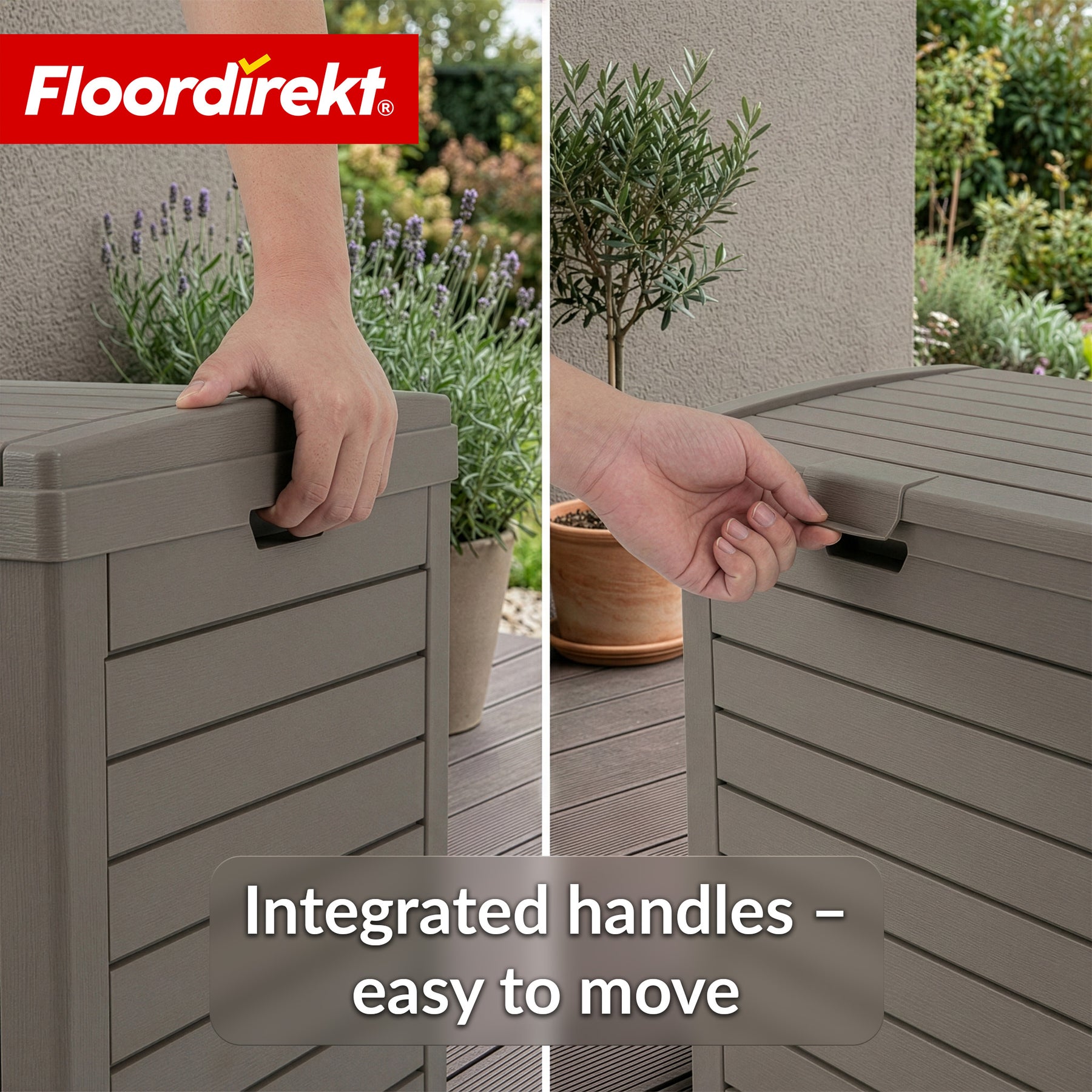 Outdoor vuilnisbak in houtlook | Weerbestendige afvalbak voor tuin & terras | 118L / 230L