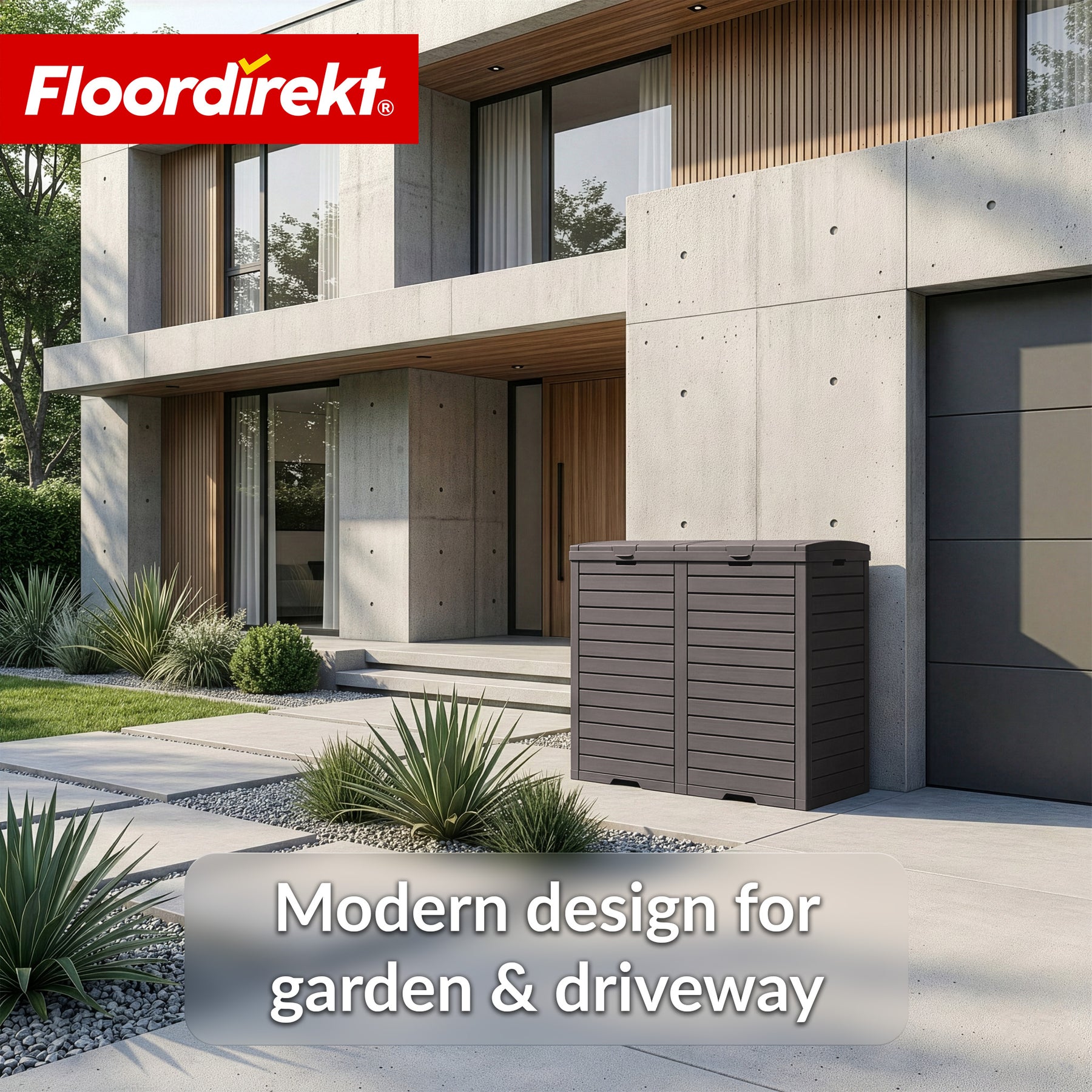 Outdoor vuilnisbak in houtlook | Weerbestendige afvalbak voor tuin & terras | 118L / 230L