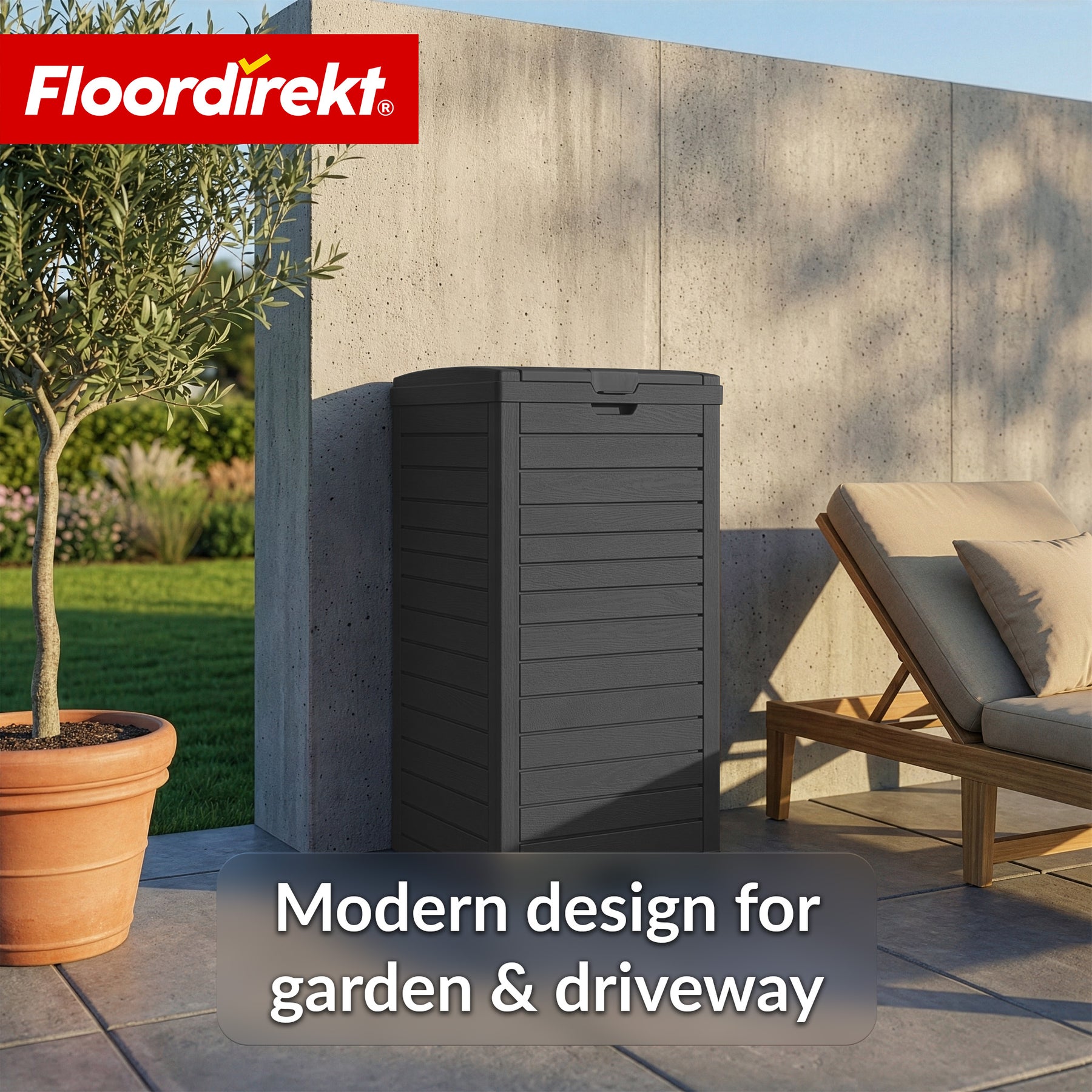 Outdoor vuilnisbak in houtlook | Weerbestendige afvalbak voor tuin & terras | 118L / 230L
