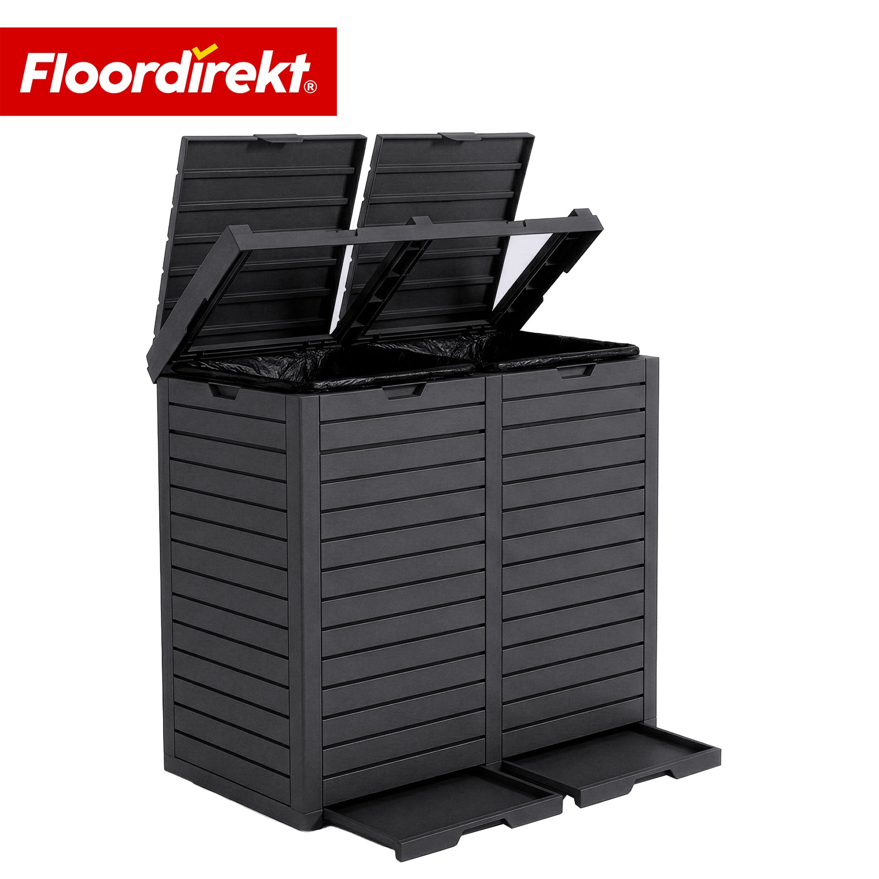 Outdoor vuilnisbak in houtlook | Weerbestendige afvalbak voor tuin & terras | 118L / 230L