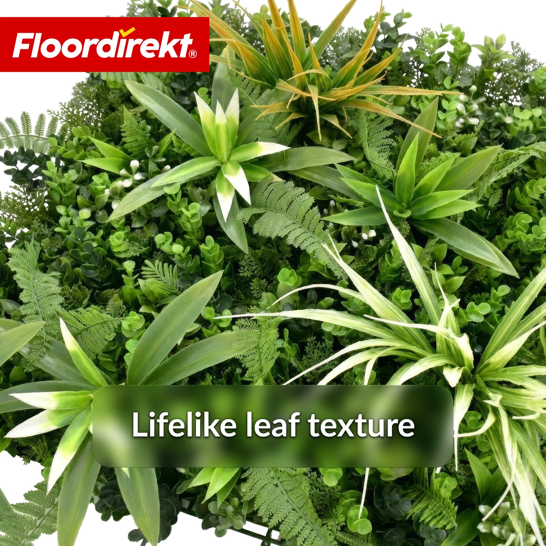 Plantenwand | Fire Sky | Natuurlijke, onderhoudsvrije kunstplantenpanel | Zonbestendig & uitbreidbaar met kliksysteem | 50 × 50 cm