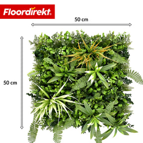 Plantenwand | Fire Sky | Natuurlijke, onderhoudsvrije kunstplantenpanel | Zonbestendig & uitbreidbaar met kliksysteem | 50 × 50 cm