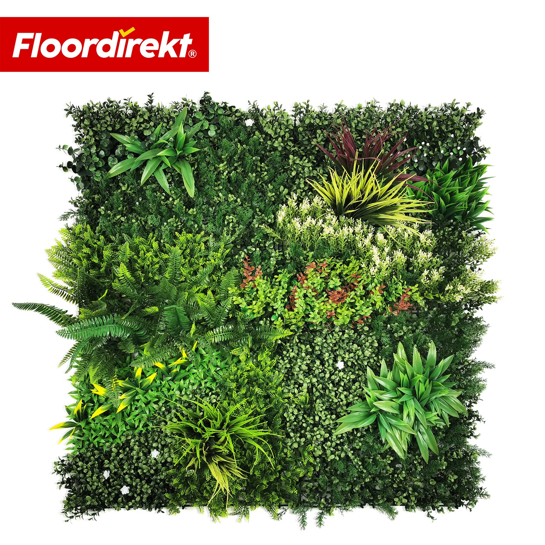 Plantenwand | Meadow | Natuurlijk kunstplantenpaneel, uv-bestendig & onderhoudsvrij | Uitbreidbaar kliksysteem | 100 × 100 cm