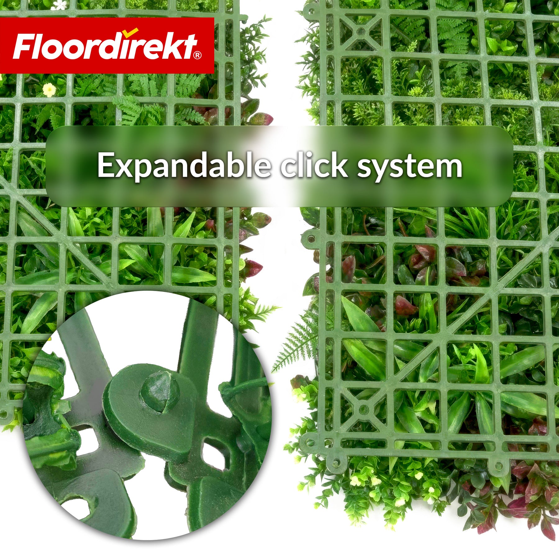 Plantenwand | Spring Garden | Natuurlijk, onderhoudsvrij groen paneel | Zonbestendig & uitbreidbaar met kliksysteem | 100 × 100 cm