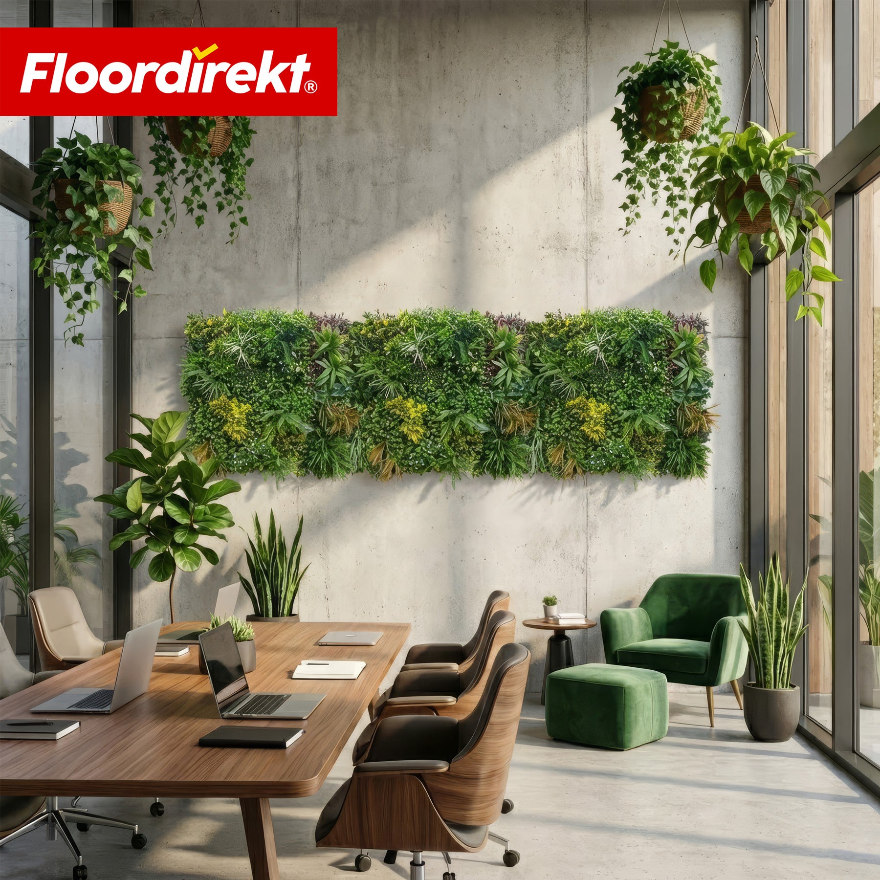 Plantenwand | Spring Garden | Natuurlijk, onderhoudsvrij groen paneel | Zonbestendig & uitbreidbaar met kliksysteem | 100 × 100 cm