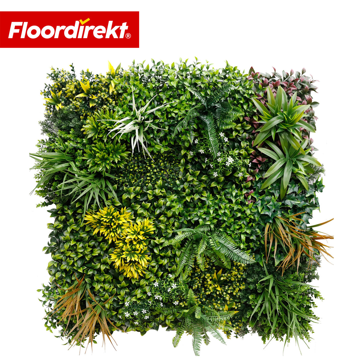 Plantenwand | Spring Garden | Natuurlijk, onderhoudsvrij groen paneel | Zonbestendig & uitbreidbaar met kliksysteem | 100 × 100 cm
