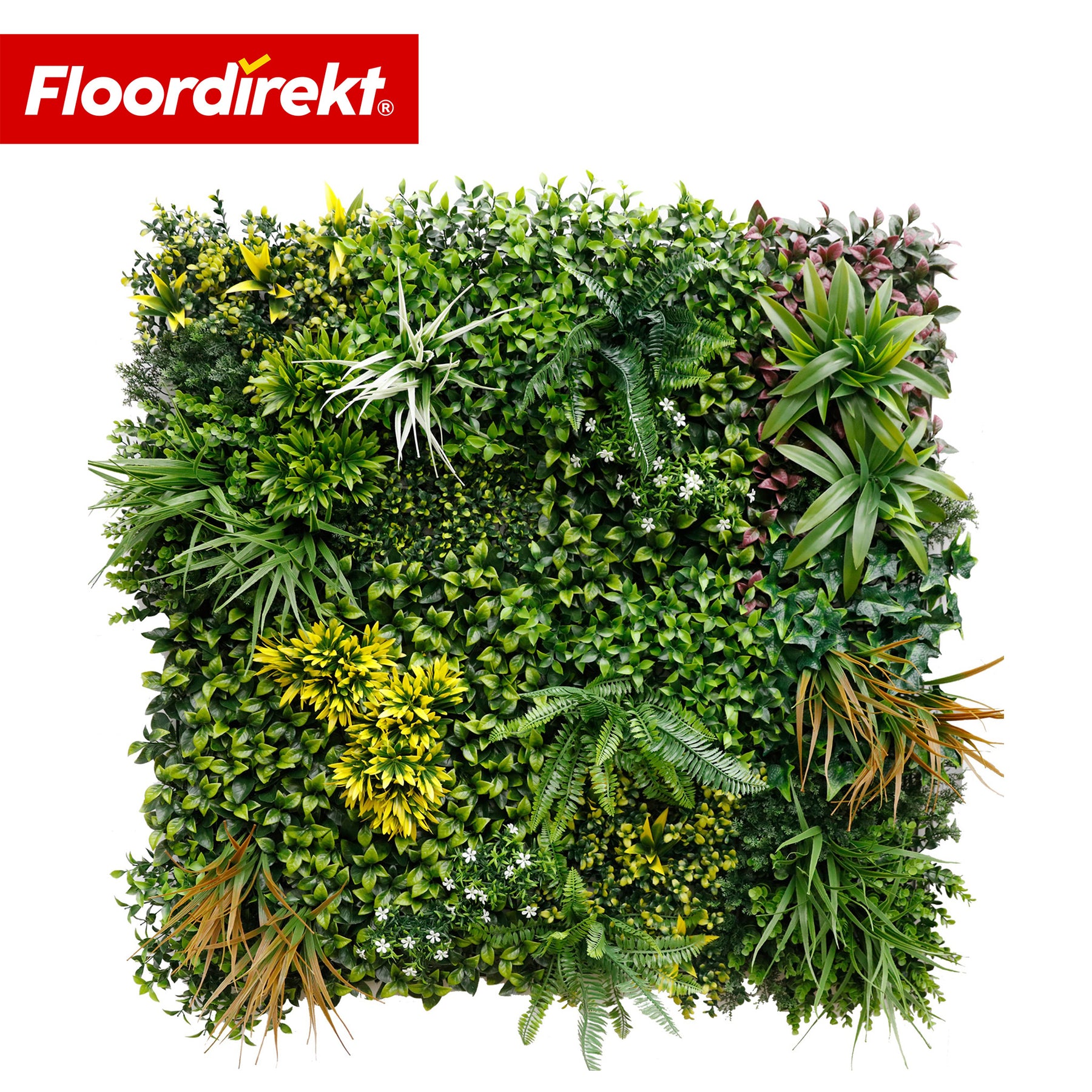 Plantenwand | Spring Garden | Natuurlijk, onderhoudsvrij groen paneel | Zonbestendig & uitbreidbaar met kliksysteem | 100 × 100 cm