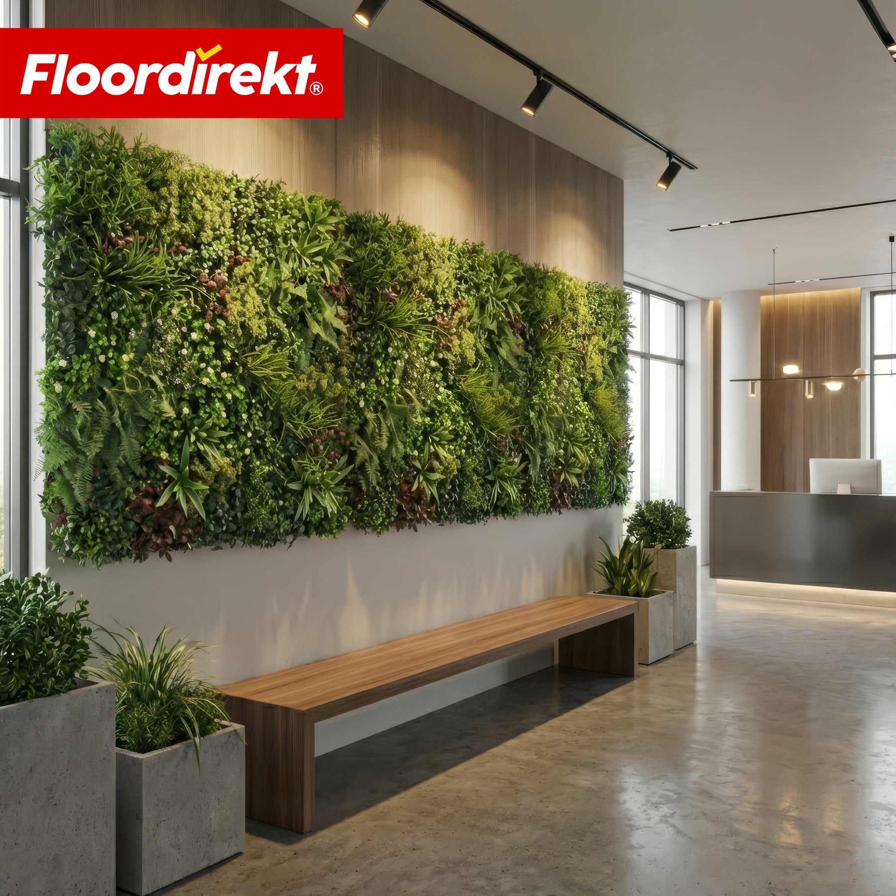 Plantenwand | Wonderland | Realistisch kunstplantenpaneel | Vormstabiel, UV-bestendig & uitbreidbaar | 100 × 100 cm