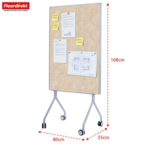 Mobiel presentatiebord | Giant | Dubbelzijdig viltbord 80 x 120 cm met vergrendelbare wielen en opbergvak | Verkrijgbaar in verschillende kleuren