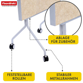 Mobiel presentatiebord | Giant | Dubbelzijdig viltbord 80 x 120 cm met vergrendelbare wielen en opbergvak | Verkrijgbaar in verschillende kleuren