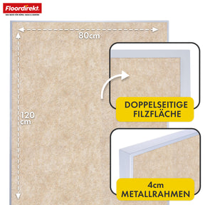 Mobiel presentatiebord | Giant | Dubbelzijdig viltbord 80 x 120 cm met vergrendelbare wielen en opbergvak | Verkrijgbaar in verschillende kleuren
