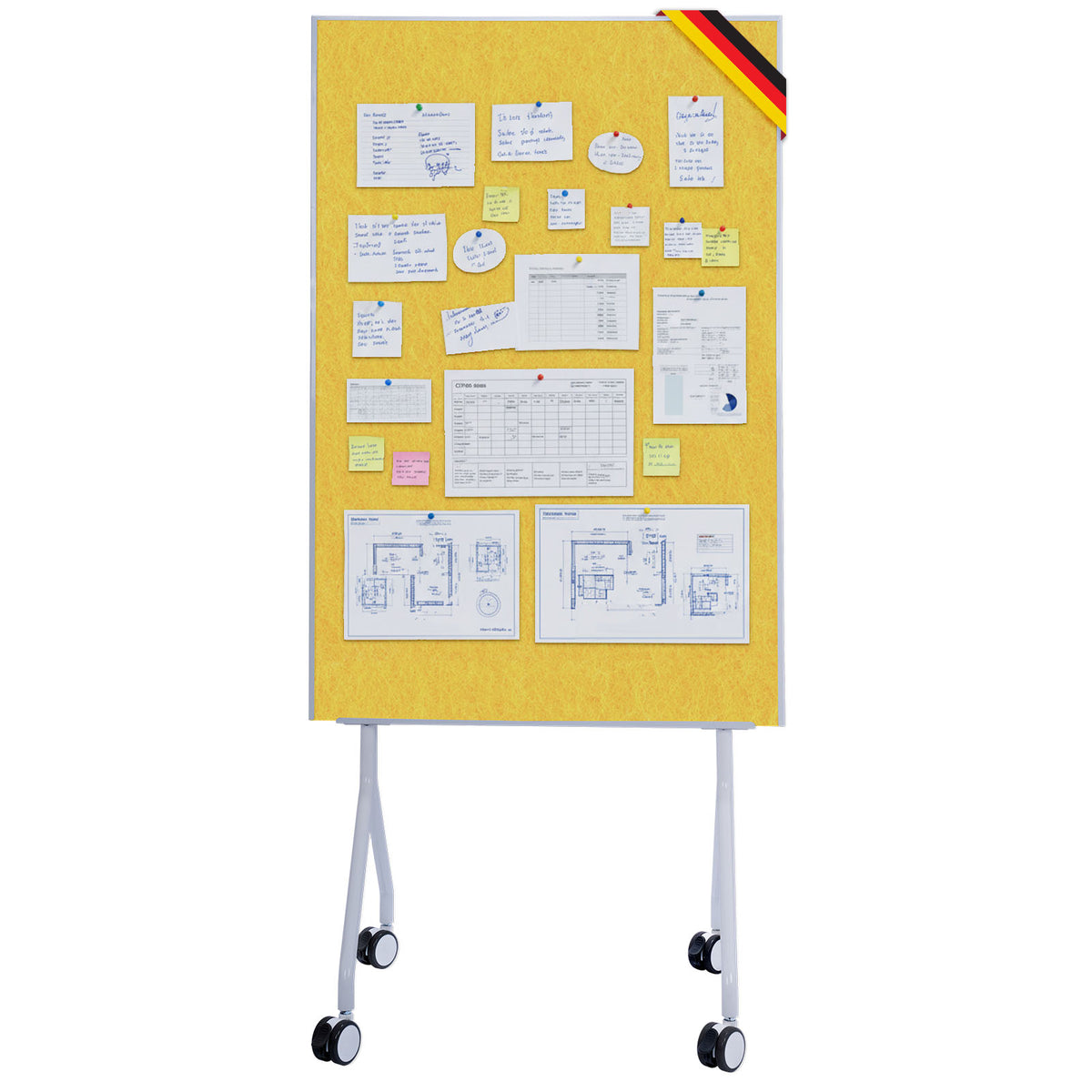 Mobiel presentatiebord | Giant | Dubbelzijdig viltbord 80 x 120 cm met vergrendelbare wielen en opbergvak | Verkrijgbaar in verschillende kleuren