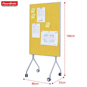 Mobiel presentatiebord | Giant | Dubbelzijdig viltbord 80 x 120 cm met vergrendelbare wielen en opbergvak | Verkrijgbaar in verschillende kleuren