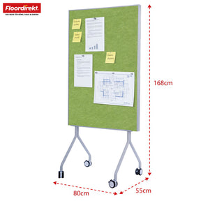 Mobiel presentatiebord | Giant | Dubbelzijdig viltbord 80 x 120 cm met vergrendelbare wielen en opbergvak | Verkrijgbaar in verschillende kleuren