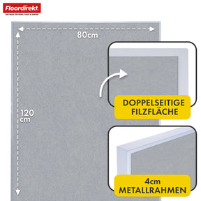Mobiel presentatiebord | Giant | Dubbelzijdig viltbord 80 x 120 cm met vergrendelbare wielen en opbergvak | Verkrijgbaar in verschillende kleuren