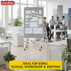 Mobiel presentatiebord | Giant | Dubbelzijdig viltbord 80 x 120 cm met vergrendelbare wielen en opbergvak | Verkrijgbaar in verschillende kleuren