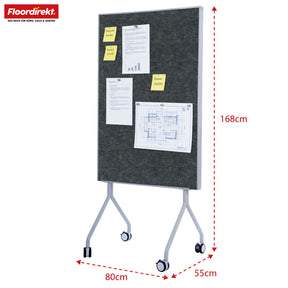 Mobiel presentatiebord | Giant | Dubbelzijdig viltbord 80 x 120 cm met vergrendelbare wielen en opbergvak | Verkrijgbaar in verschillende kleuren
