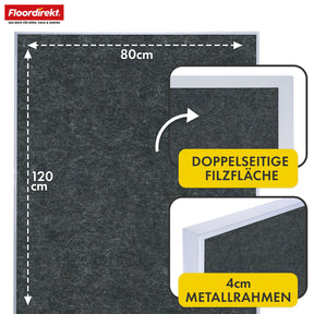 Mobiel presentatiebord | Giant | Dubbelzijdig viltbord 80 x 120 cm met vergrendelbare wielen en opbergvak | Verkrijgbaar in verschillende kleuren