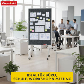 Mobiel presentatiebord | Giant | Dubbelzijdig viltbord 80 x 120 cm met vergrendelbare wielen en opbergvak | Verkrijgbaar in verschillende kleuren