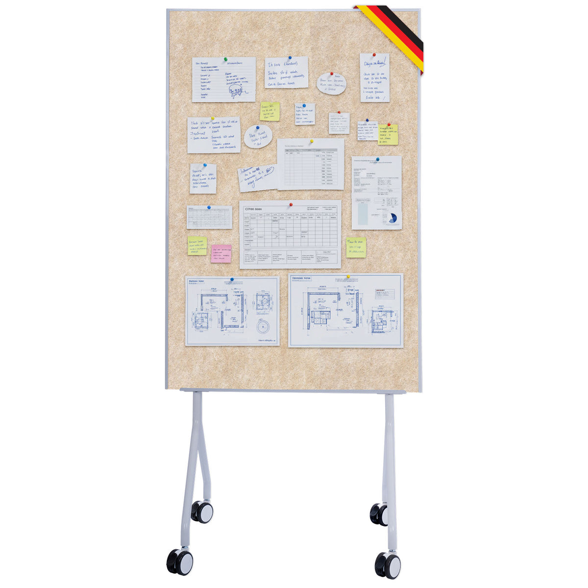 Mobiel presentatiebord | Giant | Dubbelzijdig viltbord 80 x 120 cm met vergrendelbare wielen en opbergvak | Verkrijgbaar in verschillende kleuren