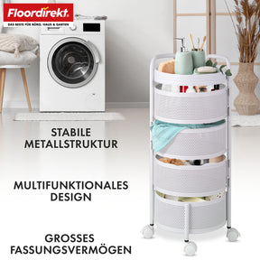 Rolwagen | Henry | Witte stalen rek voor keuken en badkamer | 5 niveaus met uitklapbare manden