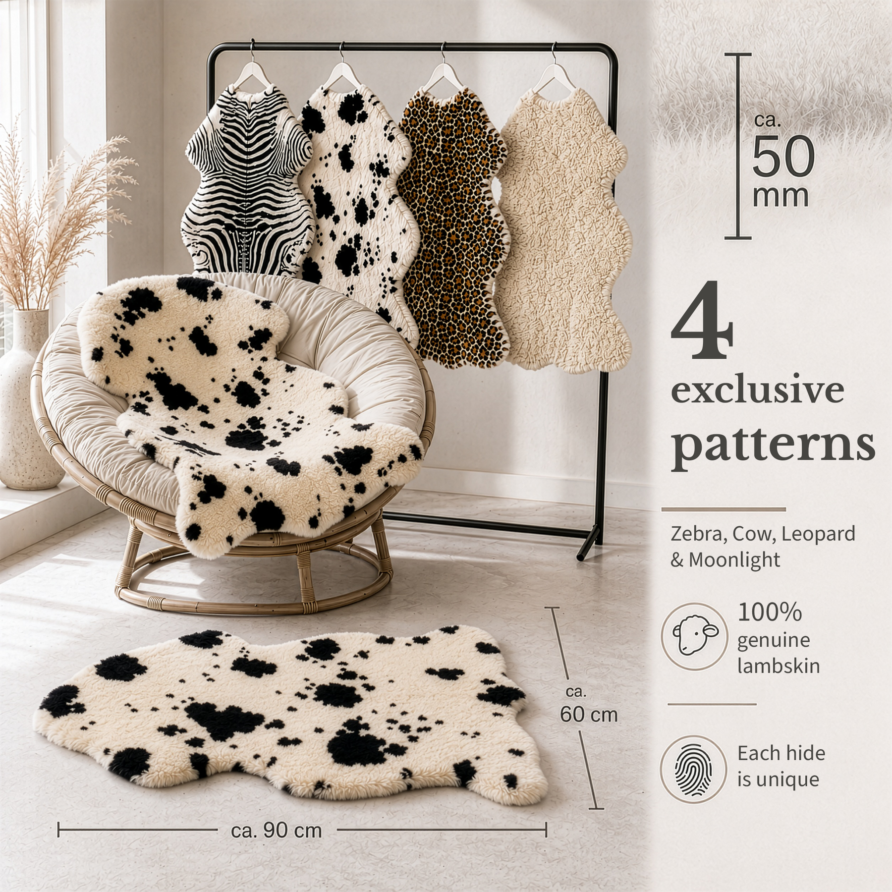 Design Schapenvacht | Audrey | Echt lamsvel van 100% schapenwol | Zacht & Natuurlijk