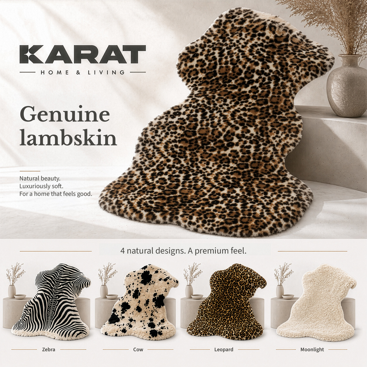 Design Schapenvacht | Audrey | Echt lamsvel van 100% schapenwol | Zacht & Natuurlijk
