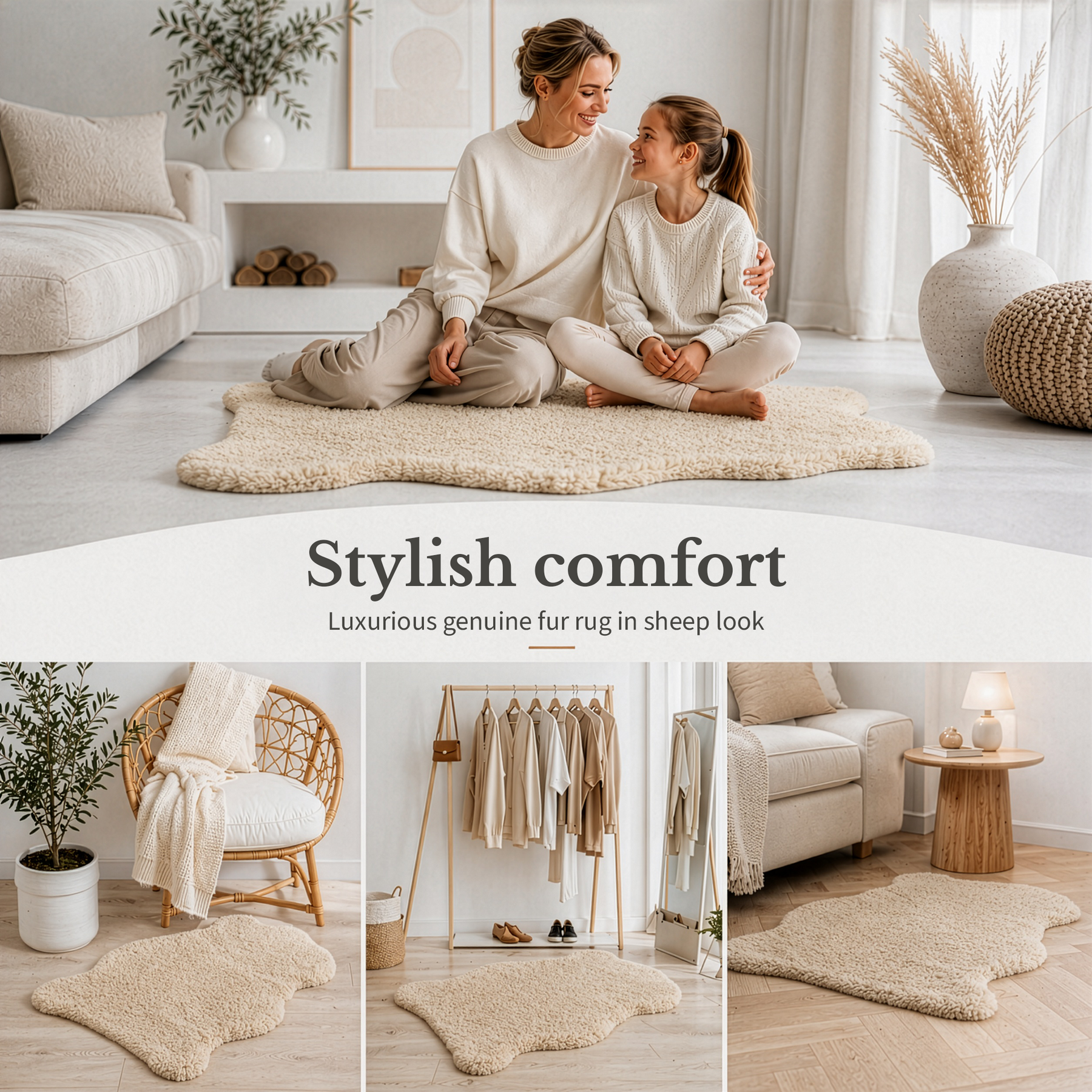 Design Schapenvacht | Audrey | Echt lamsvel van 100% schapenwol | Zacht & Natuurlijk