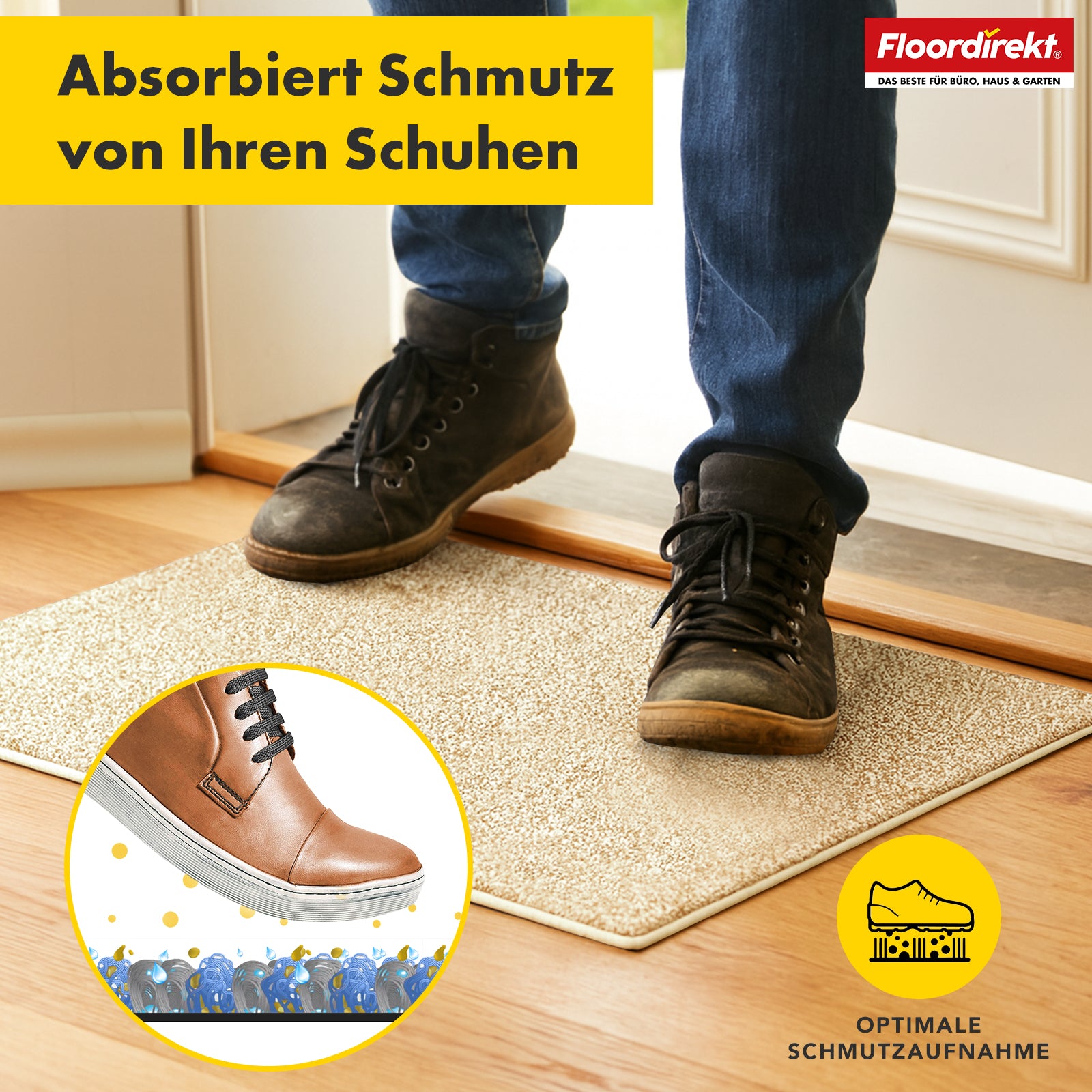 Vuilvangmat | Nasa | Zachte en waterabsorberende deurmat van polyester met antislip onderkant | Verschillende kleuren en maten