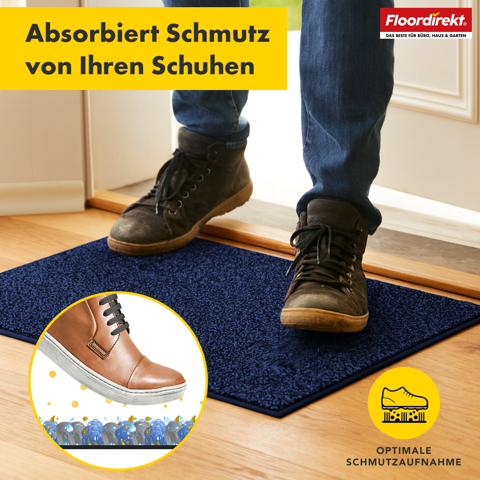 Vuilvangmat | Nasa | Zachte en waterabsorberende deurmat van polyester met antislip onderkant | Verschillende kleuren en maten