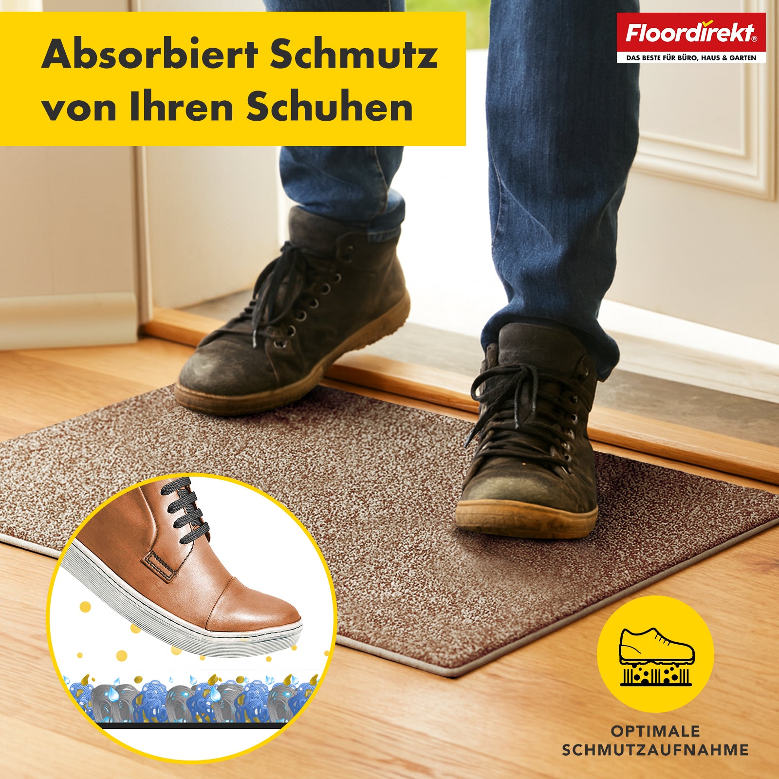 Vuilvangmat | Nasa | Zachte en waterabsorberende deurmat van polyester met antislip onderkant | Verschillende kleuren en maten